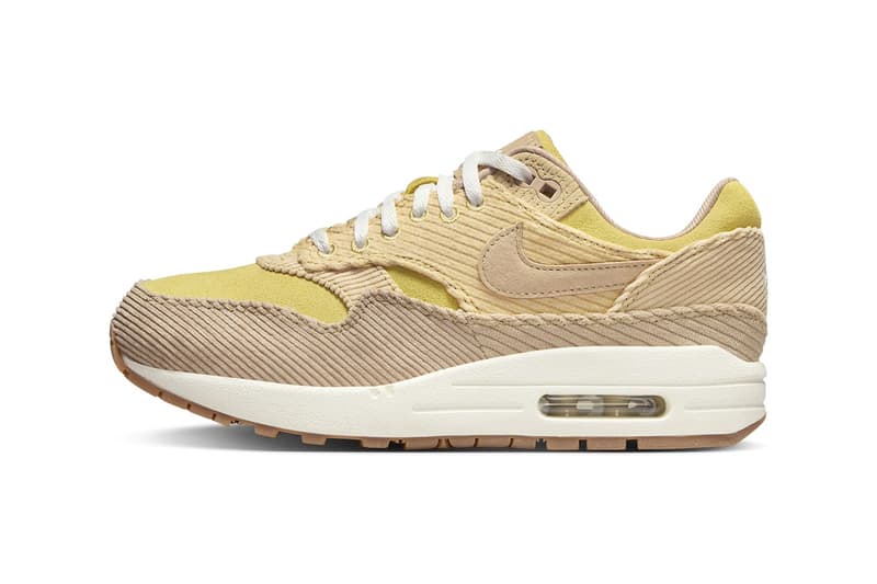 Nike Air Max 1 "Buff Gold" Surfaces in Corduroy Buff Gold/Hemp-Sesame-Gum Medium Brown swoosh classic swoosh shoe