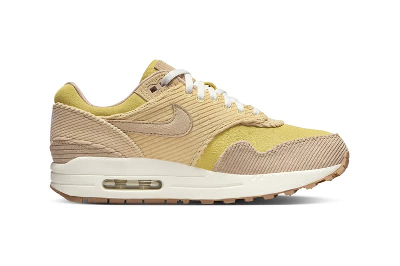 Nike Air Max 1 "Buff Gold" Surfaces in Corduroy Buff Gold/Hemp-Sesame-Gum Medium Brown swoosh classic swoosh shoe