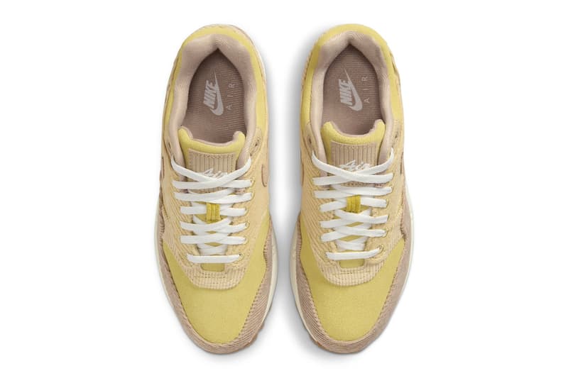 Nike Air Max 1 "Buff Gold" Surfaces in Corduroy Buff Gold/Hemp-Sesame-Gum Medium Brown swoosh classic swoosh shoe