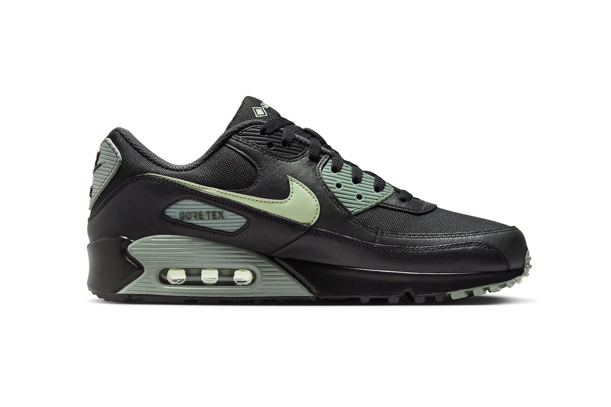 Nike Air Max 90 Gore-Tex Surfaces in Black and Honeydew FD5810-001 Black/Anthracite-Mica Green-Honeydew october release weather proof rain waterproof