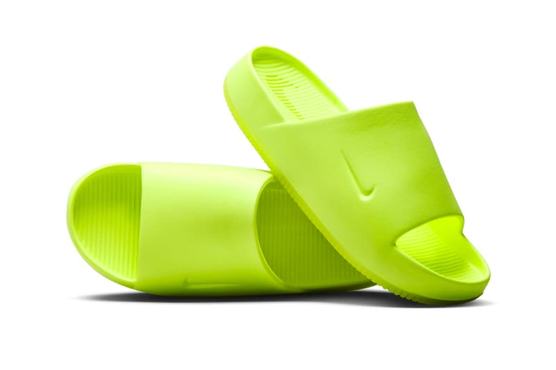 Official Look at the Nike Calm Slide "Volt" FD4116-700 flip flops sandals summer neon yellow electric yellow