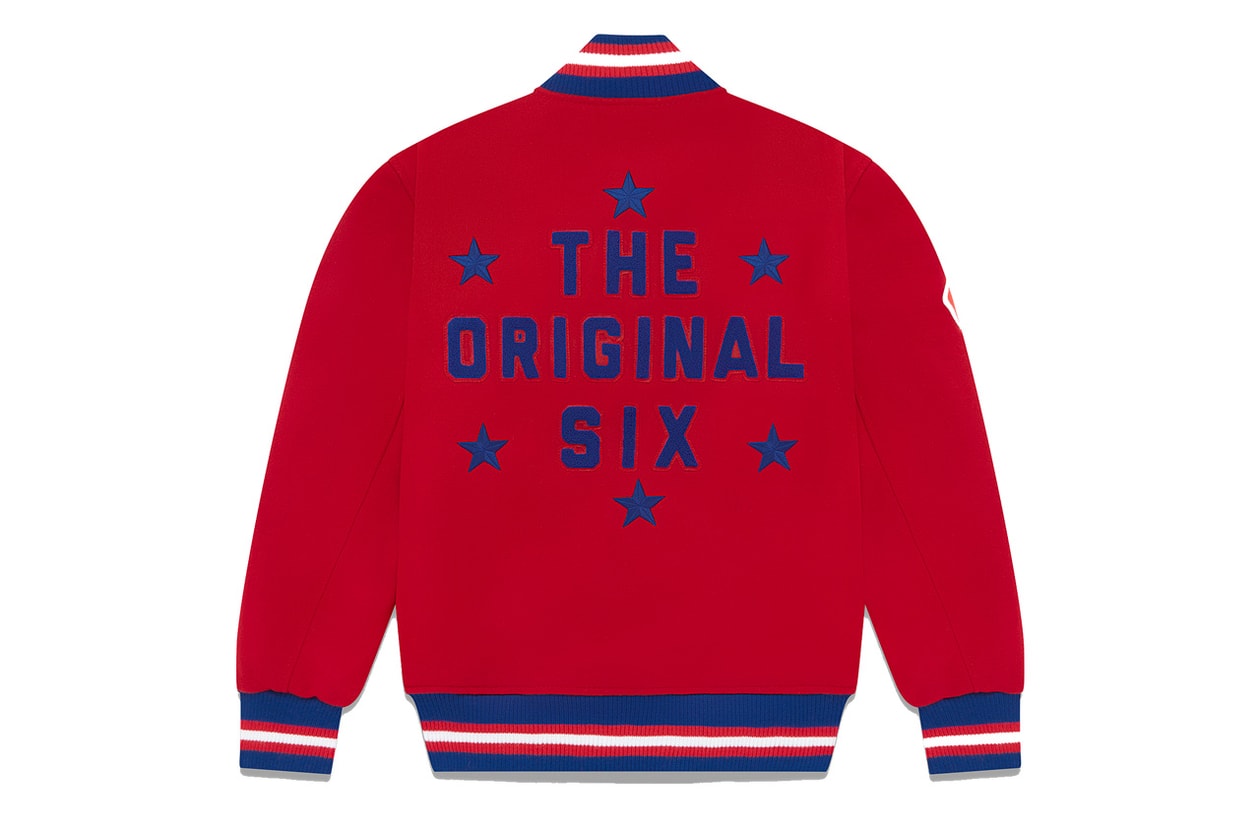 OVO's Original Six NHL Capsule is Cold Boston Bruins, Chicago Blackhawks, Detroit Red Wings, Montreal Canadiens, New York Rangers and Toronto Maple Leafs stanley cup championship tie max domi chris chelios hoodie varsity jacket sports apparel merch collab beanie hat