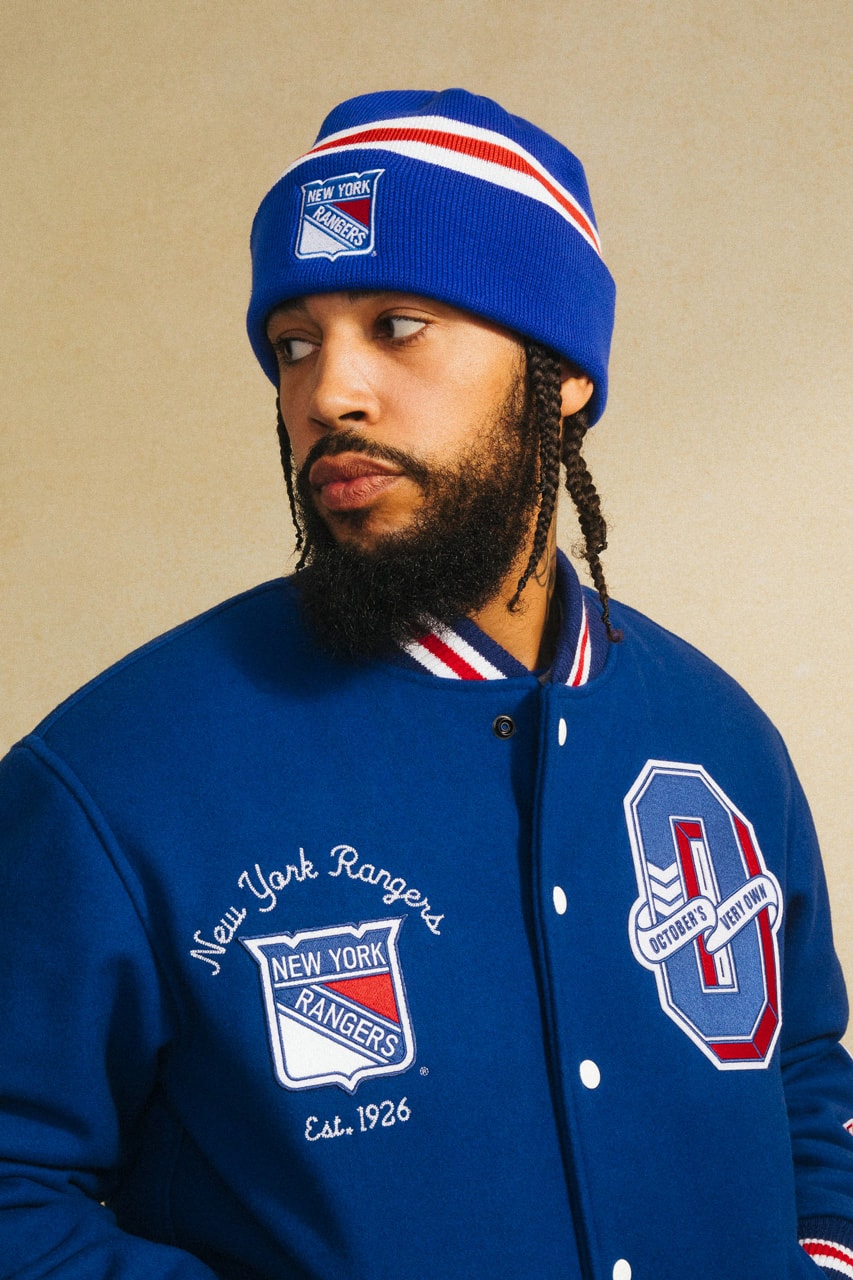 OVO's Original Six NHL Capsule is Cold Boston Bruins, Chicago Blackhawks, Detroit Red Wings, Montreal Canadiens, New York Rangers and Toronto Maple Leafs stanley cup championship tie max domi chris chelios hoodie varsity jacket sports apparel merch collab beanie hat