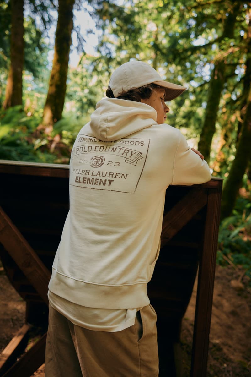 Polo Ralph Lauren and Element Take It to the Great Outdoors chino pants workwear capsule collab collection skateboard skate deck hardgood sample sweater collection fleece tee shirts forest mount hood oregon team Element skaters Donny Barley, Gabriel Fortunato, Jaako Ojanen, Vitória Mendonça, Rafaela Costa, Kukka Suvioja and Brandon Westgate