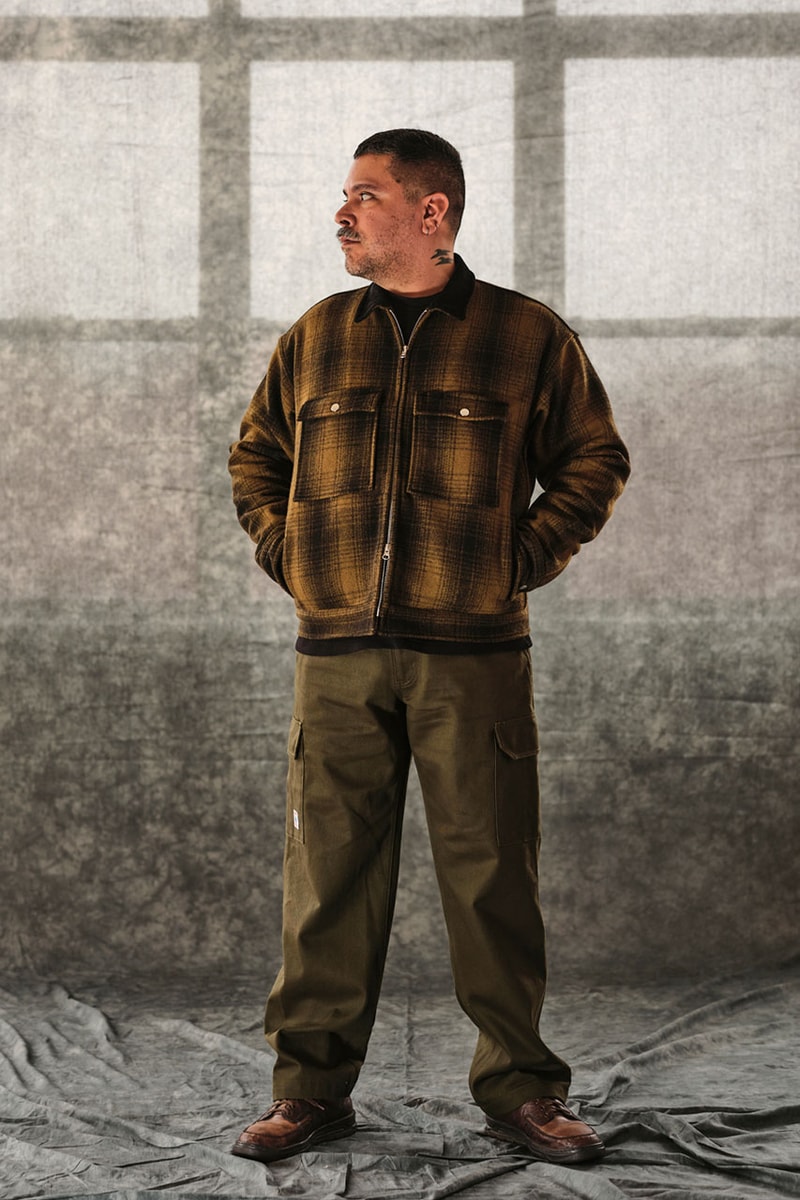 Randy's Garments Looks to Intentional Patterning For FW23 Fall/Winter 2023 twill wool fabric plaid pattern workwear elevated work jacket outwear overshirt functional apparel skate streetwear nyc garment district new york city 