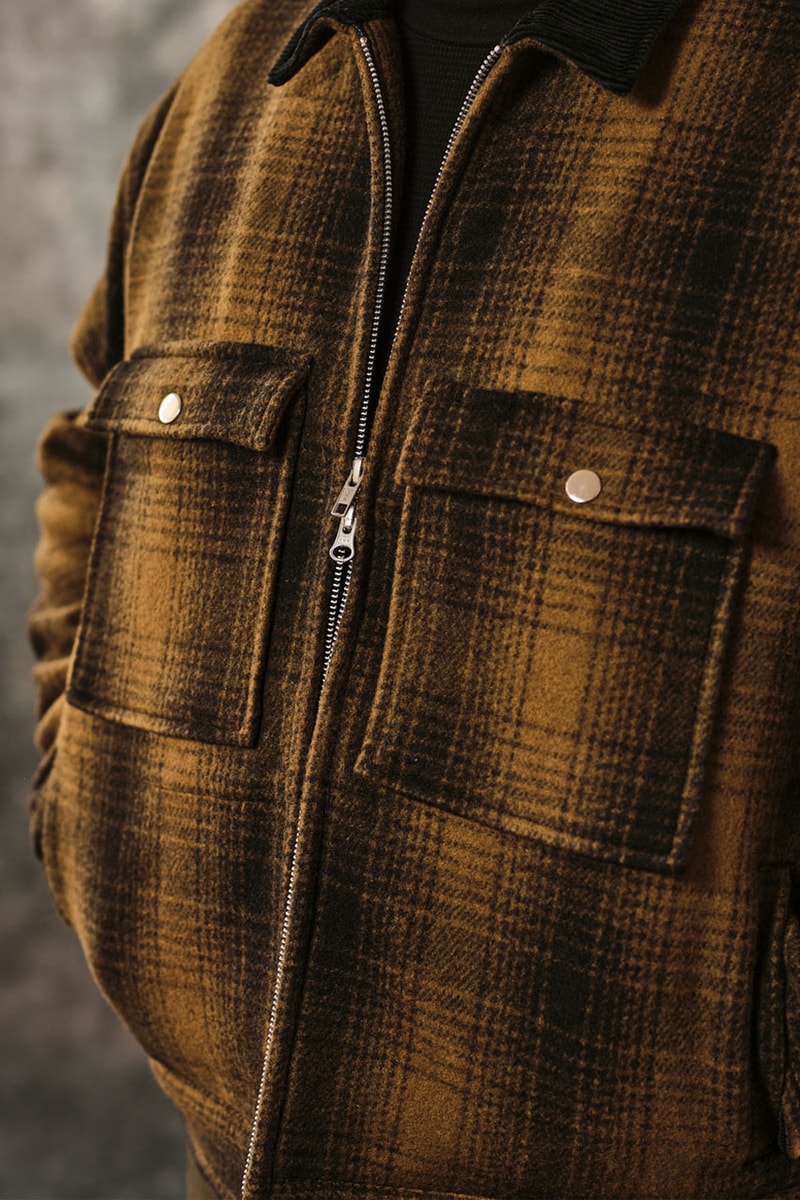 Randy's Garments Looks to Intentional Patterning For FW23 Fall/Winter 2023 twill wool fabric plaid pattern workwear elevated work jacket outwear overshirt functional apparel skate streetwear nyc garment district new york city 
