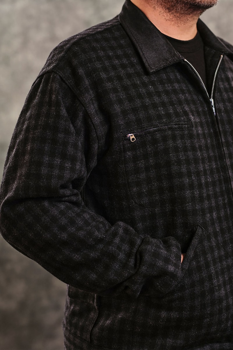 Randy's Garments Looks to Intentional Patterning For FW23 Fall/Winter 2023 twill wool fabric plaid pattern workwear elevated work jacket outwear overshirt functional apparel skate streetwear nyc garment district new york city 