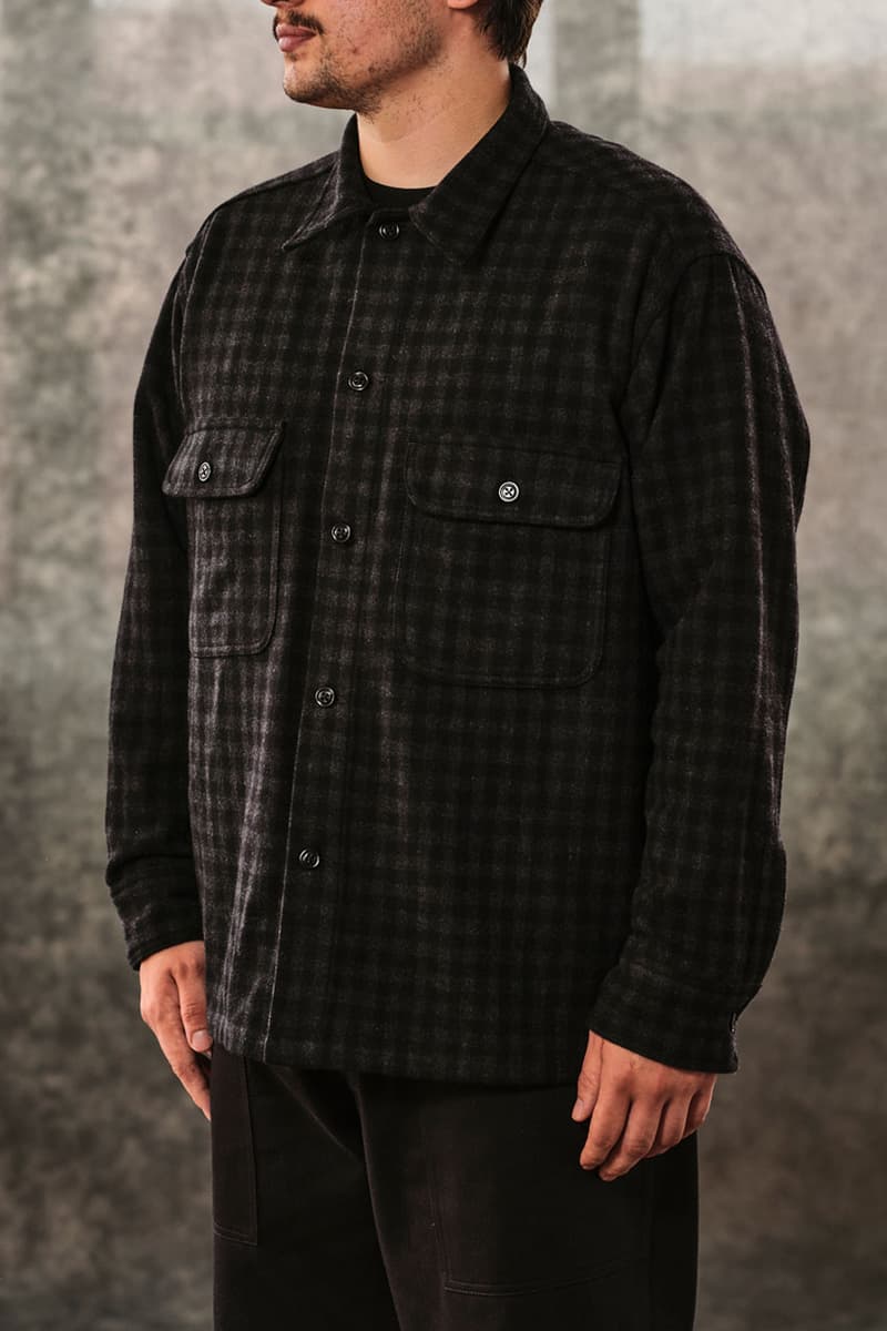 Randy's Garments Looks to Intentional Patterning For FW23 Fall/Winter 2023 twill wool fabric plaid pattern workwear elevated work jacket outwear overshirt functional apparel skate streetwear nyc garment district new york city 