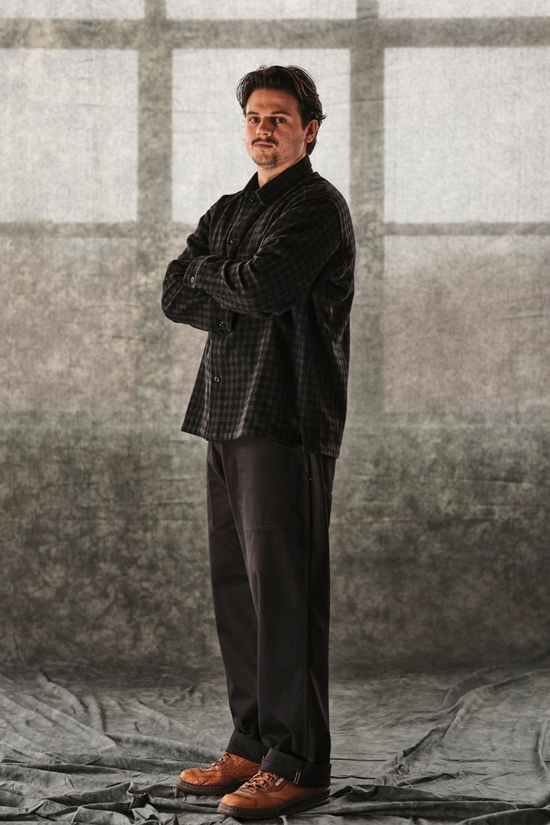 Randy's Garments Looks to Intentional Patterning For FW23 Fall/Winter 2023 twill wool fabric plaid pattern workwear elevated work jacket outwear overshirt functional apparel skate streetwear nyc garment district new york city 