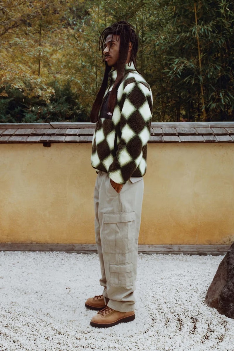 Stüssy Drops Holiday 2023 Collection Lookbooks japan zen garden fleece trousers bomber jackets skatewear cargo chore jacket 