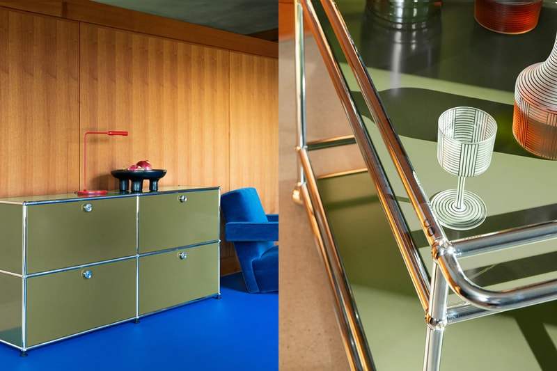 usm haller modular furniture olive green special edition serving trolley sideboard lowboard highboard official release date info photos price store list buying guide