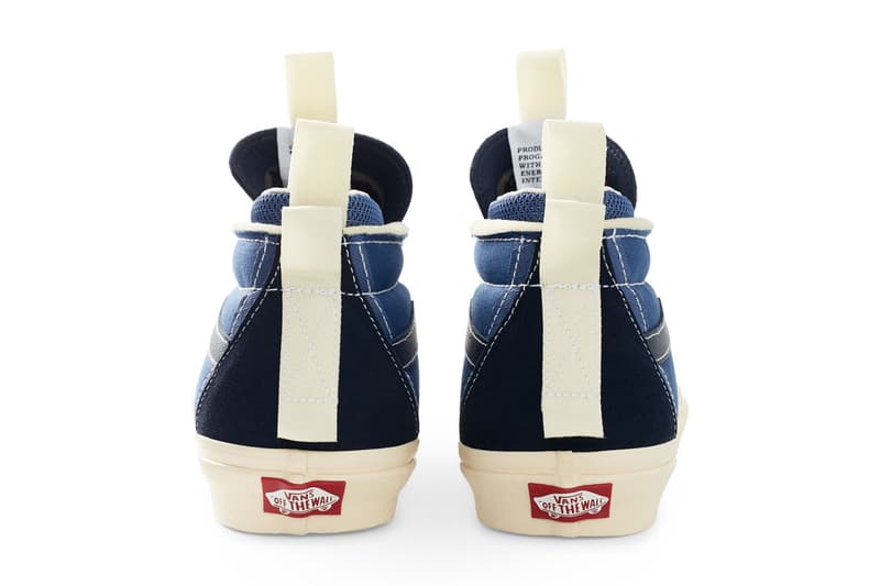 Advisory Board Crystals x Vans Continue “Miracle Conditions” Collection with the Vans x Abc. SK8-Hi vault skate high sneaker model ext blue colorway white laces box Vans EVDNT EXT ULTI collab sneaker drop release price 