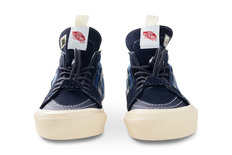 Advisory Board Crystals x Vans Continue “Miracle Conditions” Collection with the Vans x Abc. SK8-Hi vault skate high sneaker model ext blue colorway white laces box Vans EVDNT EXT ULTI collab sneaker drop release price 