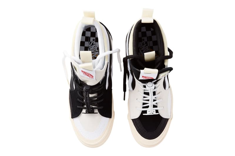 Advisory Board Crystals x Vans Continue “Miracle Conditions” Collection with the Vans x Abc. SK8-Hi vault skate high sneaker model ext blue colorway white laces box Vans EVDNT EXT ULTI collab sneaker drop release price 