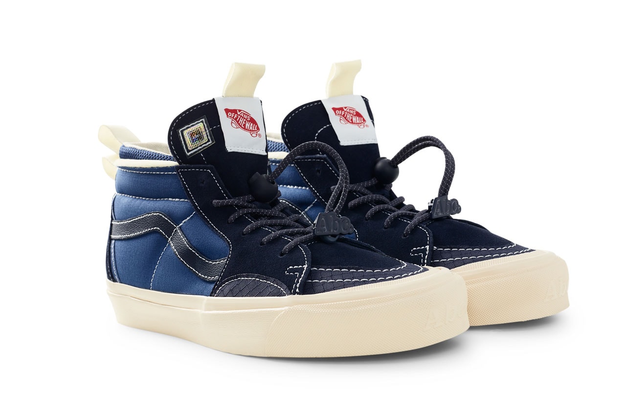 Advisory Board Crystals x Vans Continue “Miracle Conditions” Collection with the Vans x Abc. SK8-Hi vault skate high sneaker model ext blue colorway white laces box Vans EVDNT EXT ULTI collab sneaker drop release price 