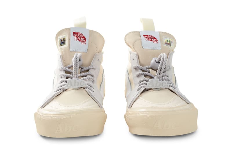Advisory Board Crystals x Vans Continue “Miracle Conditions” Collection with the Vans x Abc. SK8-Hi vault skate high sneaker model ext blue colorway white laces box Vans EVDNT EXT ULTI collab sneaker drop release price 