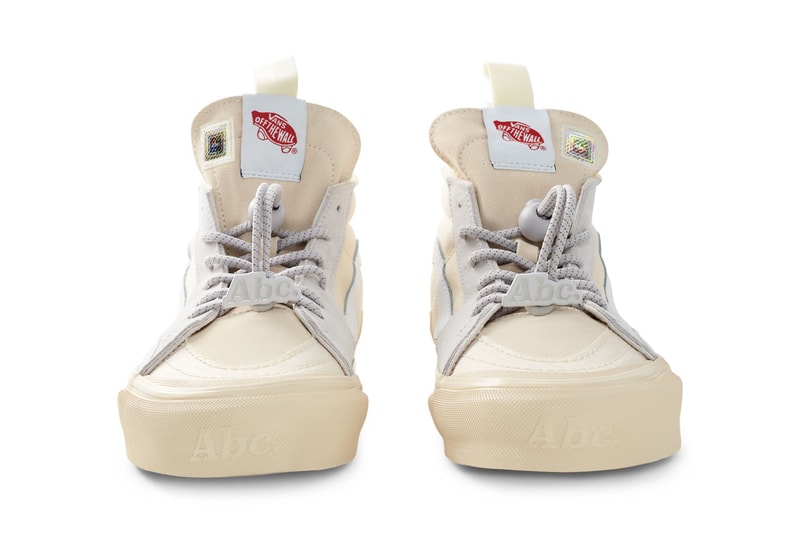 Advisory Board Crystals x Vans Continue “Miracle Conditions” Collection with the Vans x Abc. SK8-Hi vault skate high sneaker model ext blue colorway white laces box Vans EVDNT EXT ULTI collab sneaker drop release price 