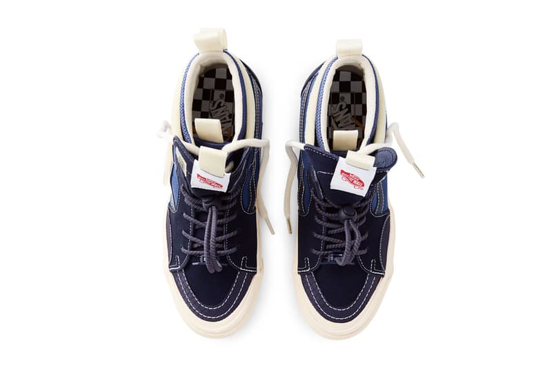 Advisory Board Crystals x Vans Continue “Miracle Conditions” Collection with the Vans x Abc. SK8-Hi vault skate high sneaker model ext blue colorway white laces box Vans EVDNT EXT ULTI collab sneaker drop release price 