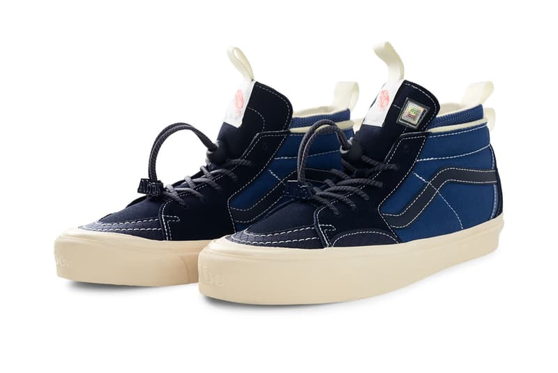 Advisory Board Crystals x Vans Continue “Miracle Conditions” Collection with the Vans x Abc. SK8-Hi vault skate high sneaker model ext blue colorway white laces box Vans EVDNT EXT ULTI collab sneaker drop release price 