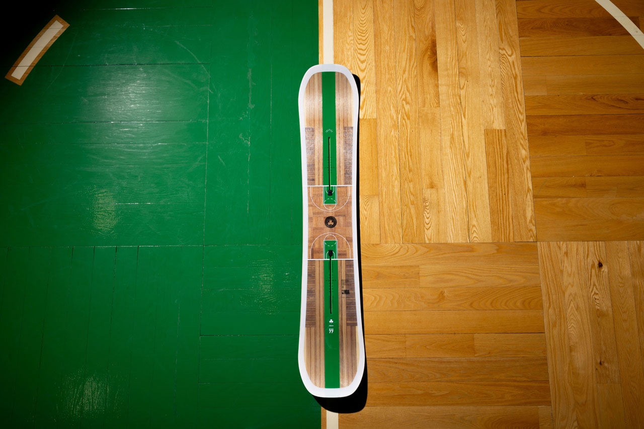 The Burton MINE77 x Celtics Floor Board Is Built With TD Garden's Parquet Flooring boston basketball nba 77 jake championship
