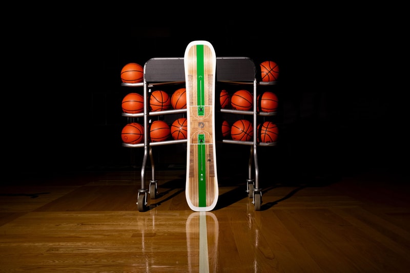 The Burton MINE77 x Celtics Floor Board Is Built With TD Garden's Parquet Flooring boston basketball nba 77 jake championship