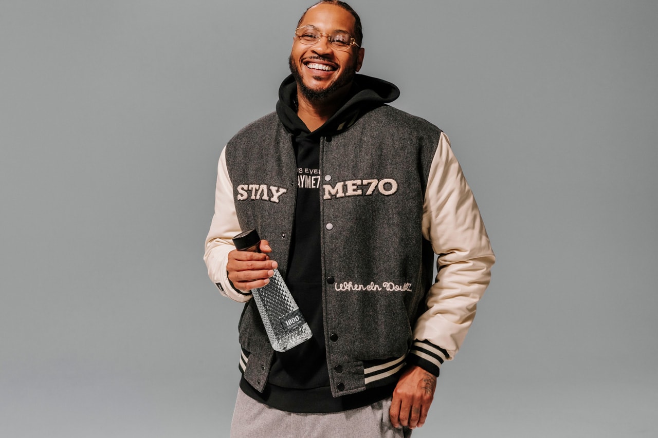 1800 Tequila Taps Carmelo Anthony's STAYME7O for a Crisp Capsule nba nfl collab collection reposado blanco bottle alcohol