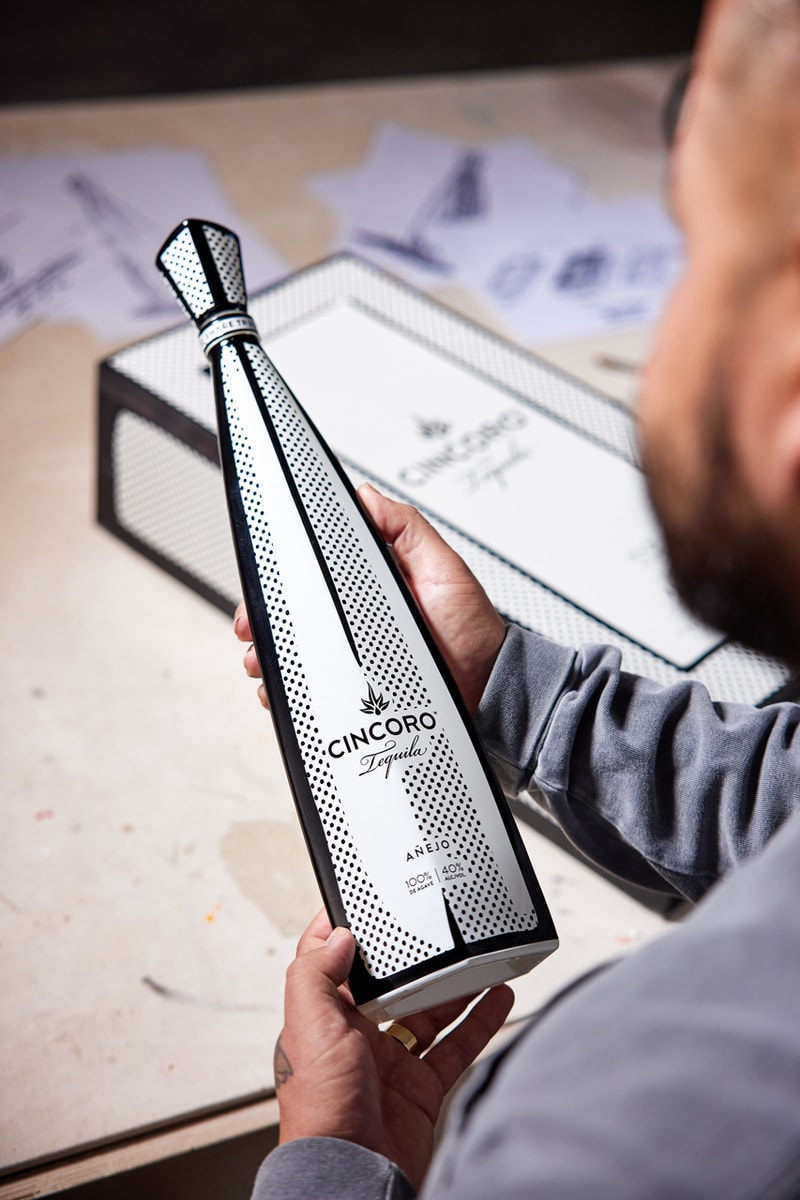 Cincoro Tequila Joshua Vides Monochromatic Black-and-White Design Artist-Led Collaboration Cincoro Añejo x Josh Vides Miami Art Week Edition Hotel