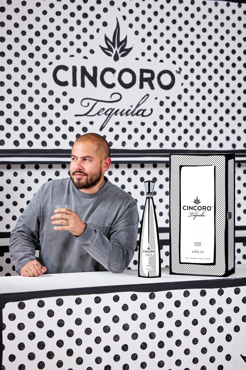 Cincoro Tequila Joshua Vides Monochromatic Black-and-White Design Artist-Led Collaboration Cincoro Añejo x Josh Vides Miami Art Week Edition Hotel