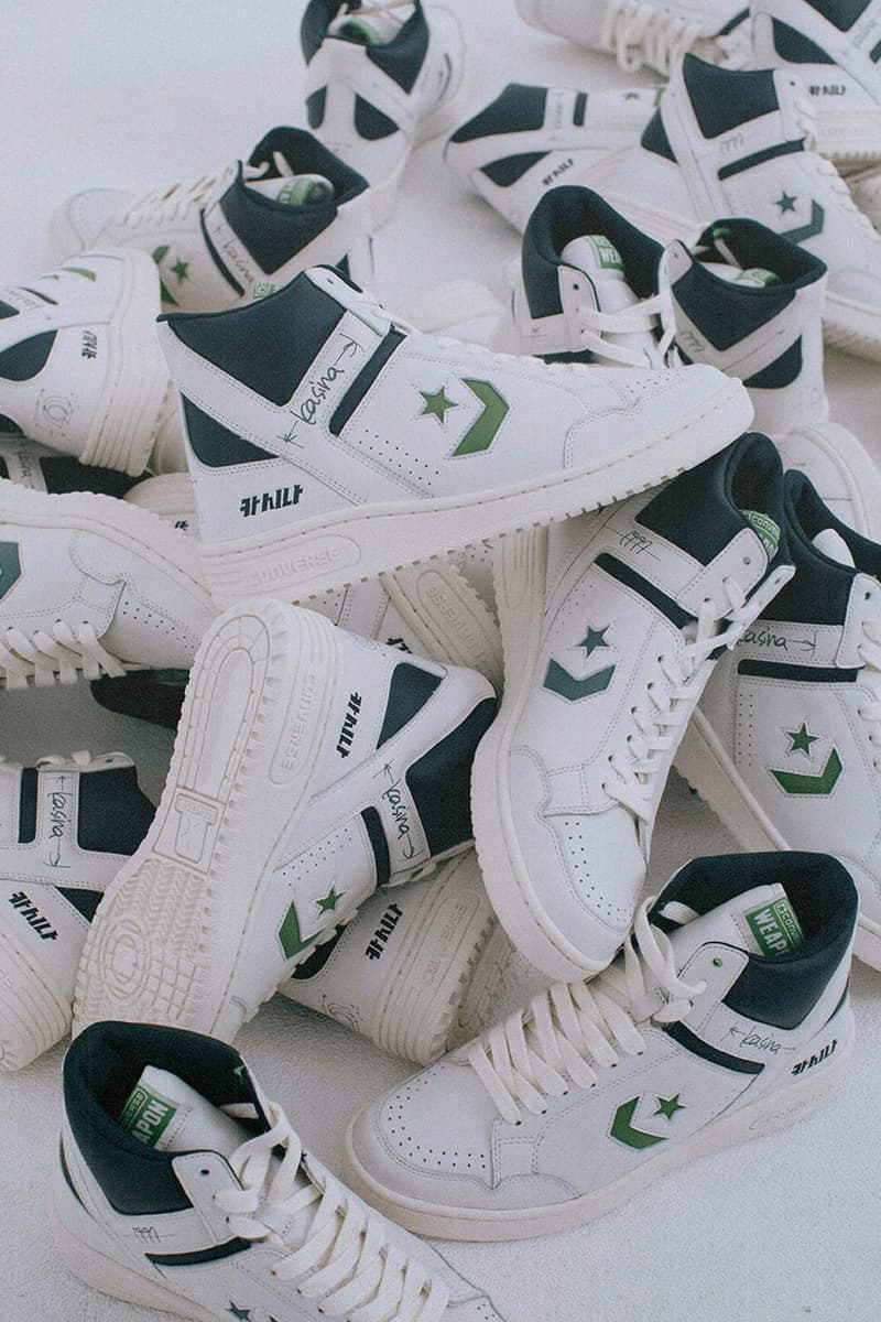 Converse and Kasina Link Up To Revamp the Weapon OG sneaker drop release price collab site dollar usd sneaker model icon basketball 80 online lime egret white leather upper sole chevron green korea retailer streetwear