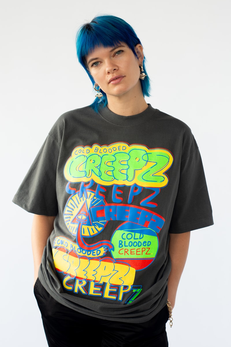 creepz nft overloads end. clothing line invasion reptile cold blooded varsity jacket nfc technology t-shirt streetwear web3 met averse