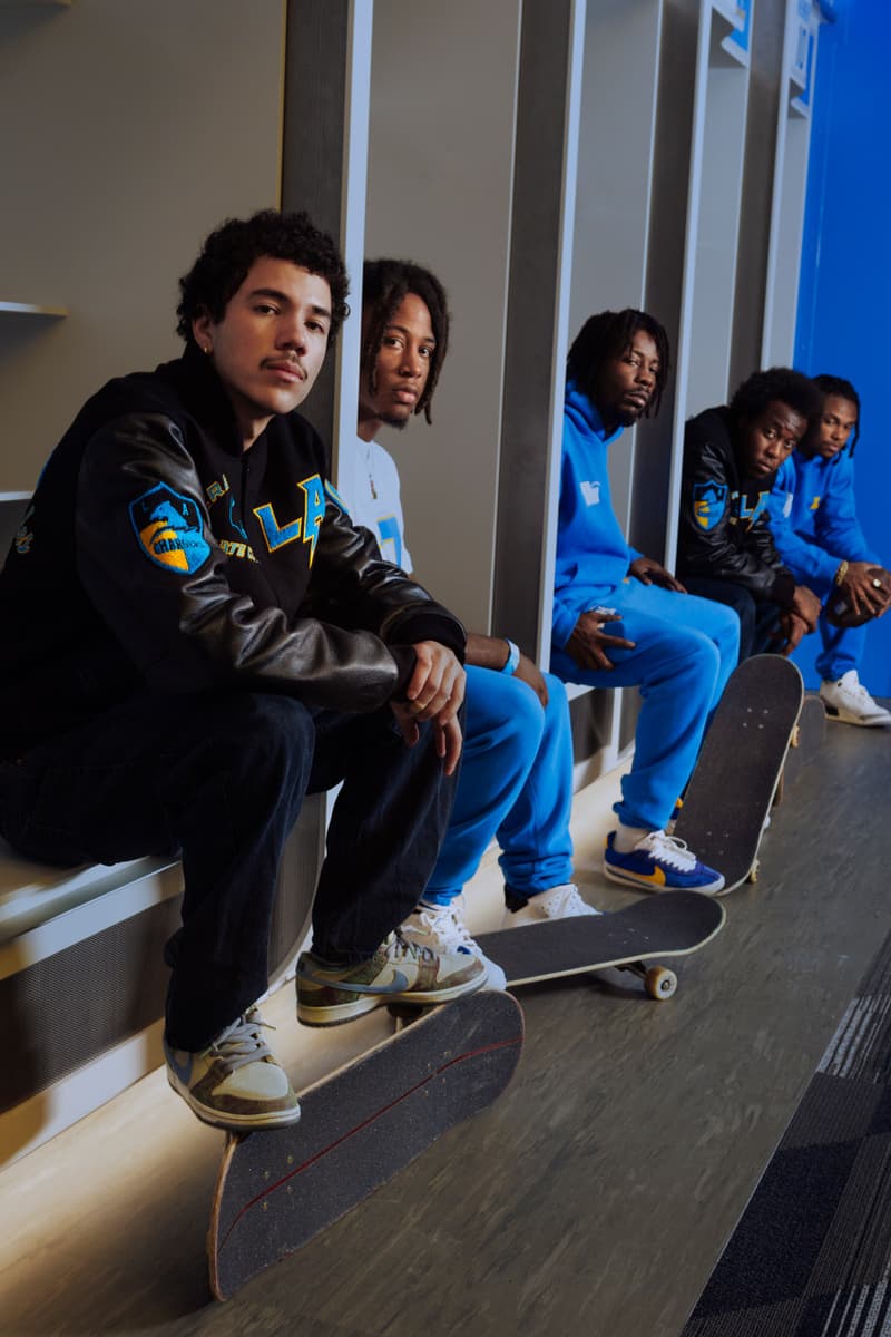 Crenshaw Skate Club Hits the Field for a Second LA Chargers Capsule los angeles nfl football capsule collab drop release price sofi stadium monday sunday night jacket lettermen sweatsuit hoodie pants soon skaters of one nation 