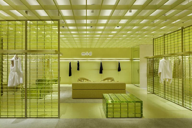 Osaka's New Concept Store maison m-i-d 1985 is Surrounded By Yellow Bricks tokyo japan open address info curiosity art gallery glass hotel architecture interior exterior 