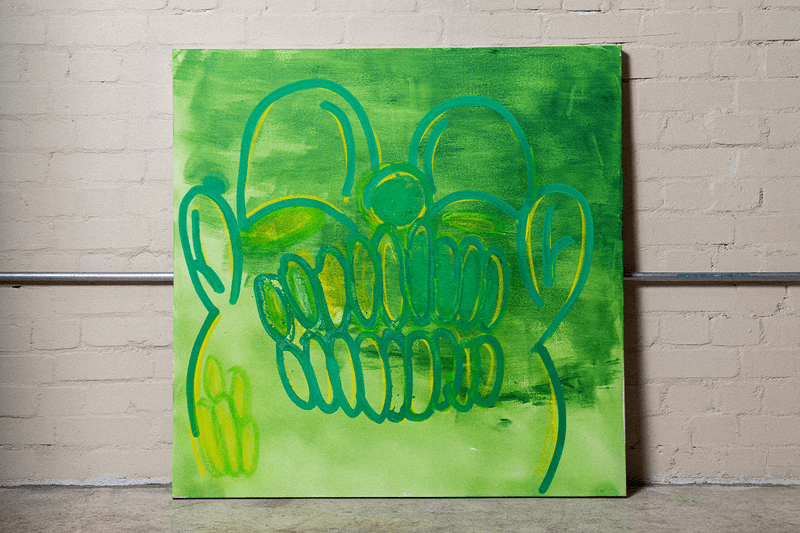 eBay Olaolu Slawn Sneaker Artwork Collaboration London uk artist Corteiz Nike Air Max 95 Gutta Green Nike Air Jordan 4 Black Cat