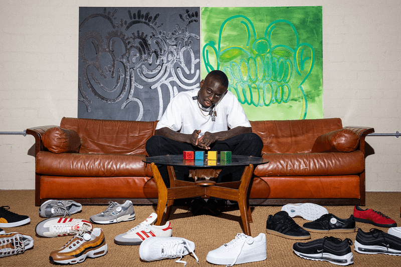 eBay Olaolu Slawn Sneaker Artwork Collaboration London uk artist Corteiz Nike Air Max 95 Gutta Green Nike Air Jordan 4 Black Cat