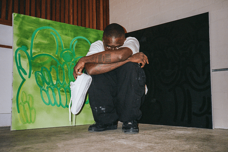 eBay Olaolu Slawn Sneaker Artwork Collaboration London uk artist Corteiz Nike Air Max 95 Gutta Green Nike Air Jordan 4 Black Cat