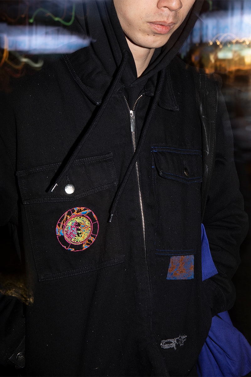 Edwin Enlists Peruvian Artist Jonathan Castro Alejos for FW23 capsule collection collaboration peruvian graphic designer chore jackets overshirt