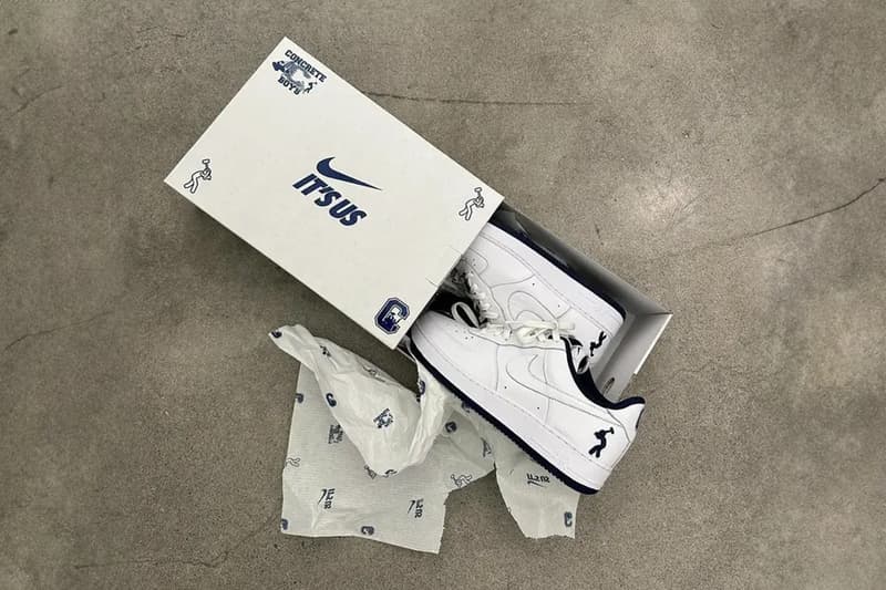 Lil Yachty Reveals Exclusive Friends-And-Family Nike Air Force 1s rapper drake instagram close friends navy accents white insole concrete boys logo