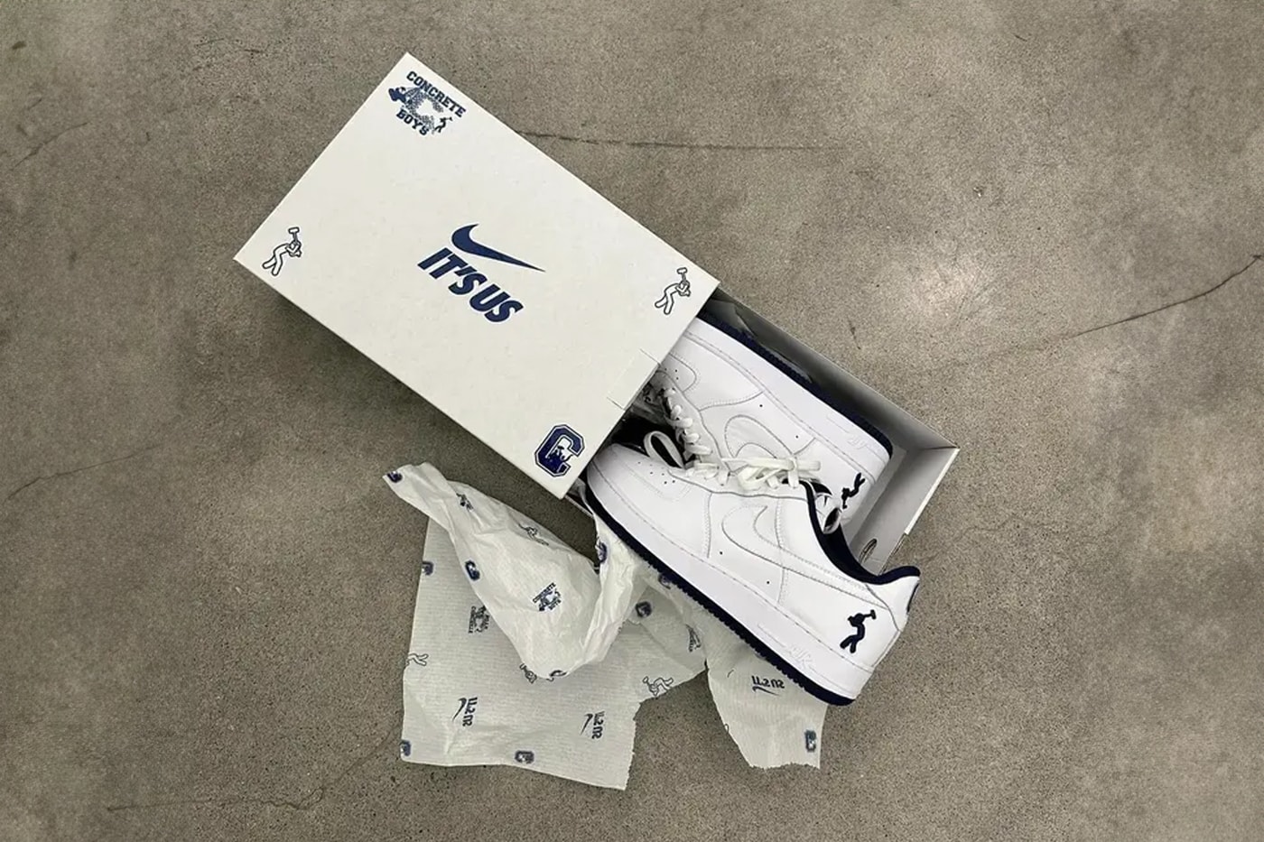 Lil Yachty Reveals Exclusive Friends-And-Family Nike Air Force 1s rapper drake instagram close friends navy accents white insole concrete boys logo