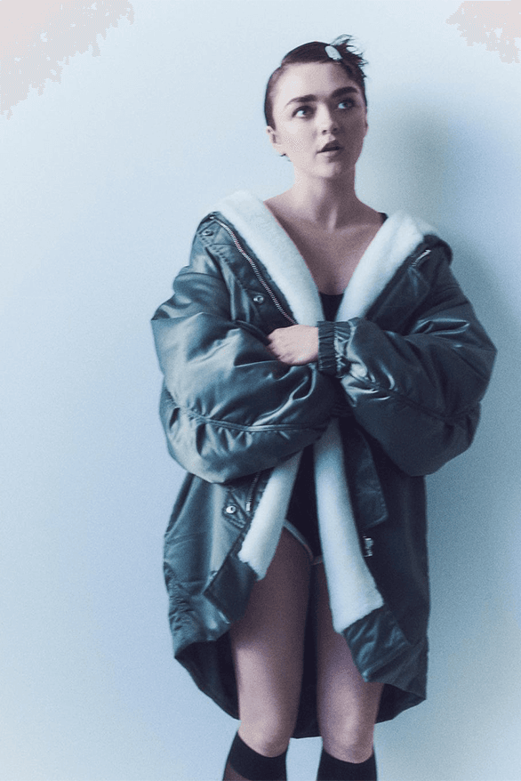 Maisie Williams Shoreditch Ski Club collaboration jacket charity uk London actress game of thrones