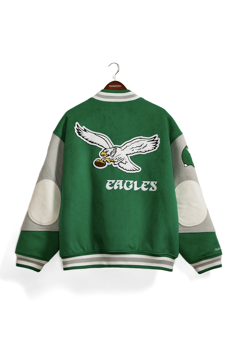 Mitchell & Ness Recreates Iconic 1990s Philadelphia Eagles Varsity Jacket Worn by Princess Diana letterman jacket limited edition