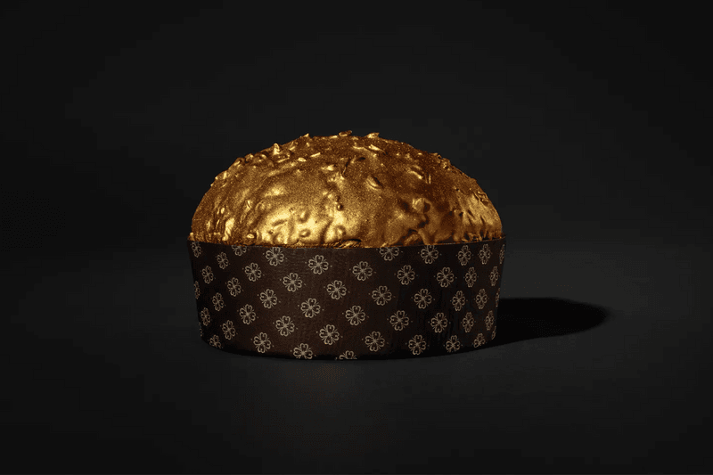 Moschino Martesana Golden Panettone collaboration Christmas cake Italy food beverage dessert