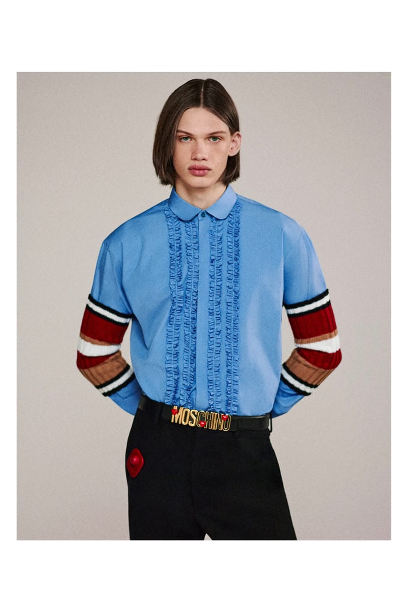 Moschino cropped pinstripe jacket - Blue