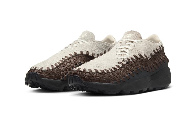 Official Look at Nike Air Footscape Woven "Phantom/Earth" FZ4340-100 release info spring 2024 swoosh shoe sneakers comfort suede