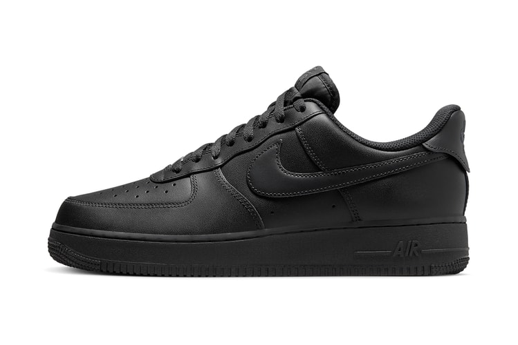 Men's Air Force 1 Low Casual Shoes in Black/Black Size 13.0 | Leather by Nike