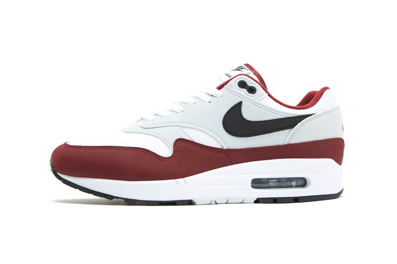 Official Look at Nike Air Max 1 "Dark Team Red" FD9082-106 Release Info White/Black-Dark Team Red-Pure Platinum swoosh spring 2024 sneaker