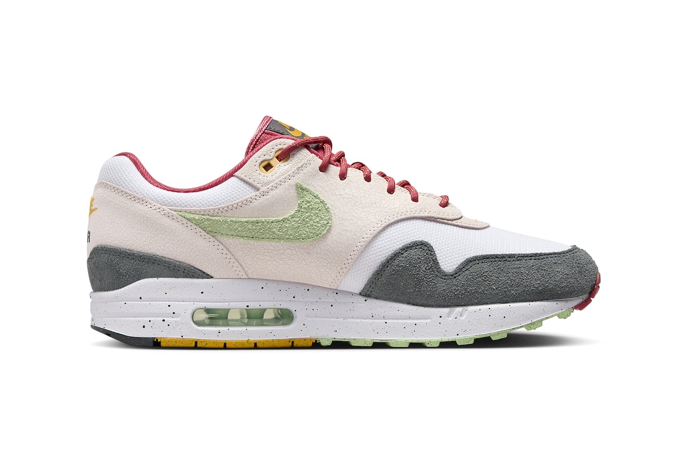 Nike Air Max 1 Surfaces in Mixed Pastels FZ4133-640 Light Soft Pink/Vapor Green-Anthracite swoosh
