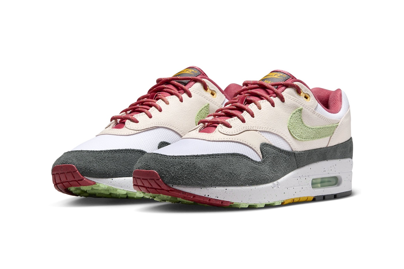 Nike Air Max 1 Surfaces in Mixed Pastels FZ4133-640 Light Soft Pink/Vapor Green-Anthracite swoosh