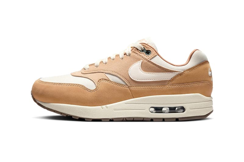 Official Look at the Nike Air Max 1 "Wheat" FZ3598-299 White/Wheat-Flax-Outdoor Green-Gum Medium Brown spring 2024 swoosh classic sneaker