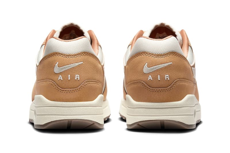 Official Look at the Nike Air Max 1 "Wheat" FZ3598-299 White/Wheat-Flax-Outdoor Green-Gum Medium Brown spring 2024 swoosh classic sneaker