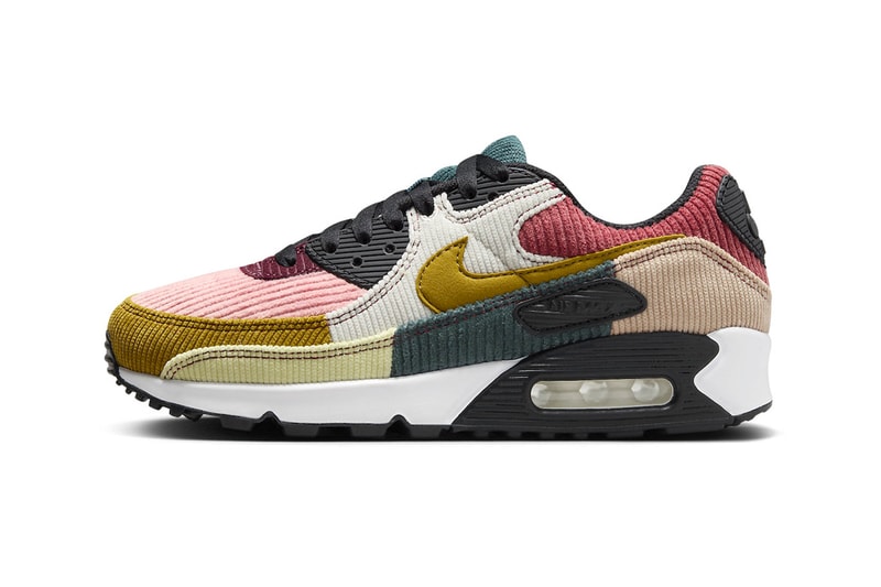 Nike Air Max 90 Surfaces in "Multi-Color Corduroy" FB8455-001 Black/Bronzine-Red Stardust-Cedar swoosh sneakers shoe